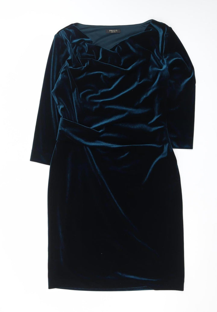 Precis Petite Women Blue Velvet Sheath Dress Size 12