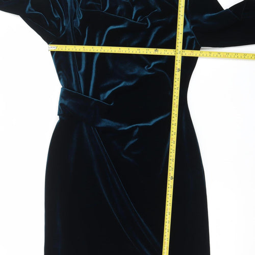 Precis Petite Women Blue Velvet Sheath Dress Size 12