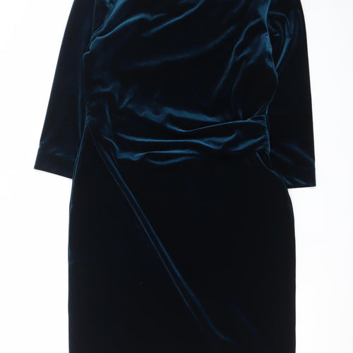 Precis Petite Women Blue Velvet Sheath Dress Size 12