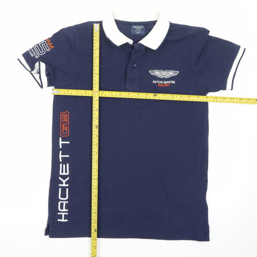 Hackett Aston Martin Racing Men's Blue Cotton Polo Shirt M
