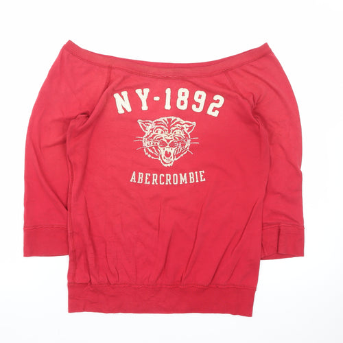 Abercrombie & Fitch Womens Red Off Shoulder 3/4 Sleeve Top XS