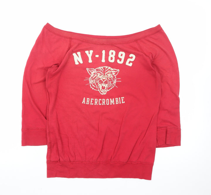 Abercrombie & Fitch Womens Red Off Shoulder 3/4 Sleeve Top XS