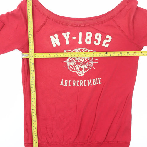 Abercrombie & Fitch Womens Red Off Shoulder 3/4 Sleeve Top XS