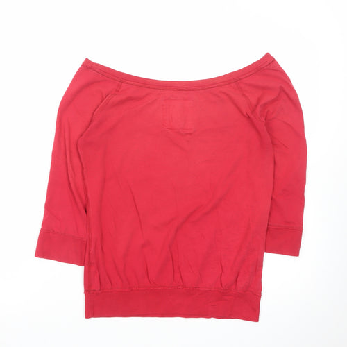Abercrombie & Fitch Womens Red Off Shoulder 3/4 Sleeve Top XS