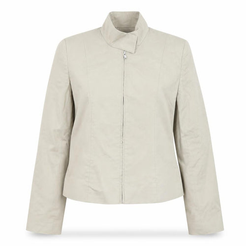 Warehouse Women’s Beige Zip-Up Cotton Blend Short Jacket UK 12