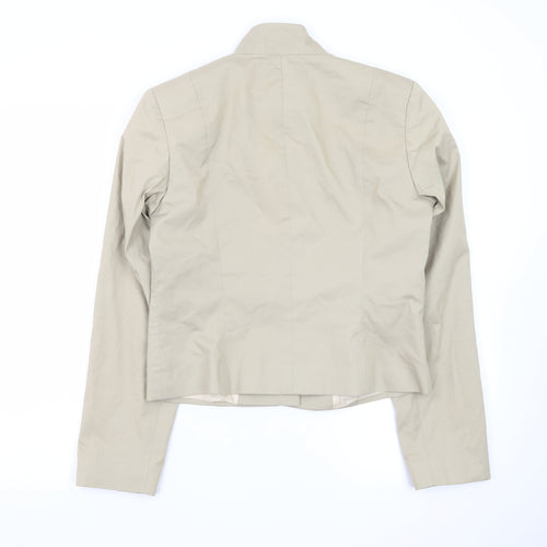Warehouse Women’s Beige Zip-Up Cotton Blend Short Jacket UK 12