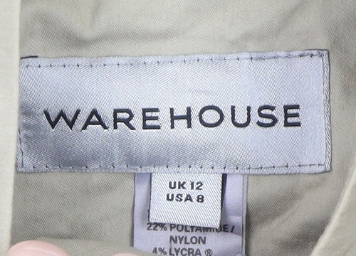 Warehouse Women’s Beige Zip-Up Cotton Blend Short Jacket UK 12