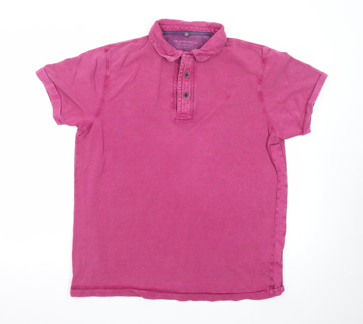 RJR John Rocha Men's Pink Short Sleeve Cotton Polo Shirt Size M