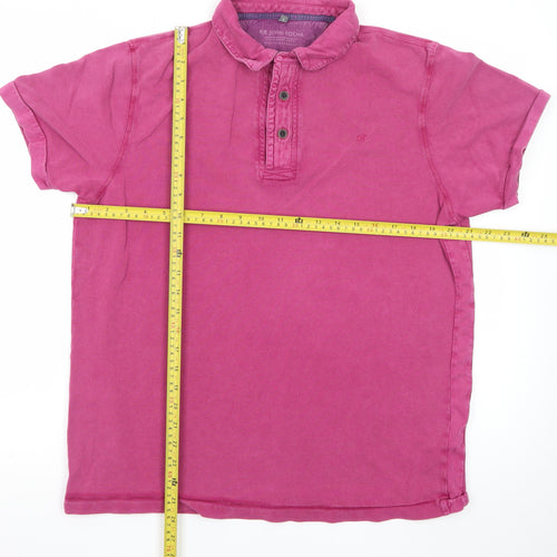 RJR John Rocha Men's Pink Short Sleeve Cotton Polo Shirt Size M