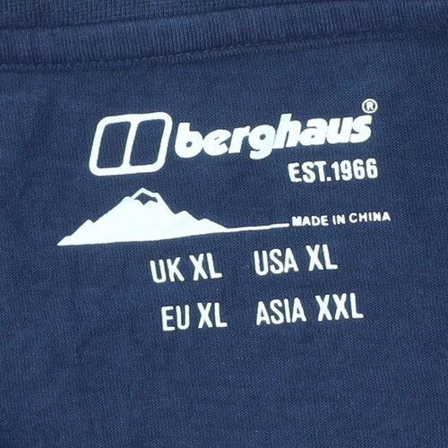 Berghaus Men's Blue XL Long Sleeve Cotton Outdoor T-Shirt