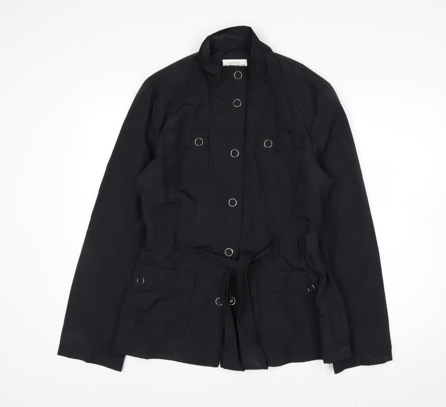 BHS Womens Black Military Style Belted Jacket Size 16