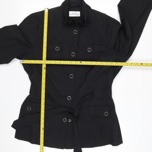 BHS Womens Black Military Style Belted Jacket Size 16