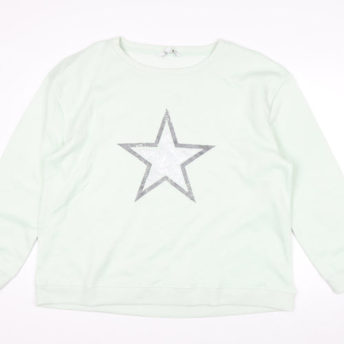 Bonmarché Women’s Mint Green Star Sweatshirt Size 18 Polyester Cotton Blend