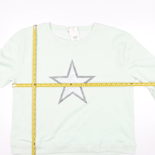 Bonmarché Women’s Mint Green Star Sweatshirt Size 18 Polyester Cotton Blend