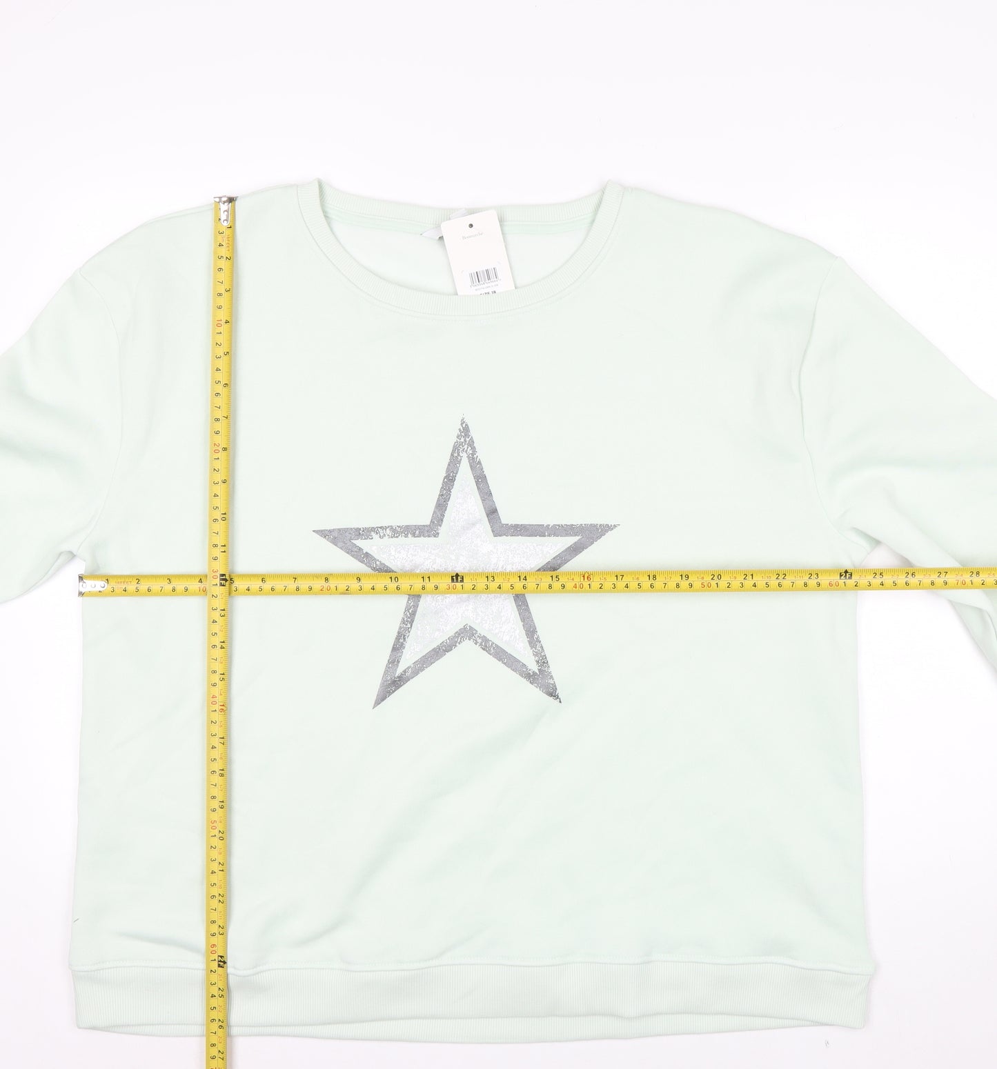 Bonmarché Women’s Mint Green Star Sweatshirt Size 18 Polyester Cotton Blend