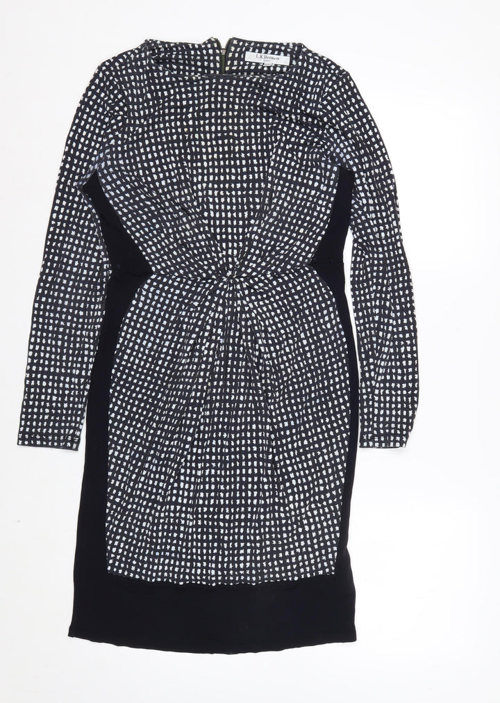 L.K. Bennett Women Black Geometric Sheath Dress Size 10