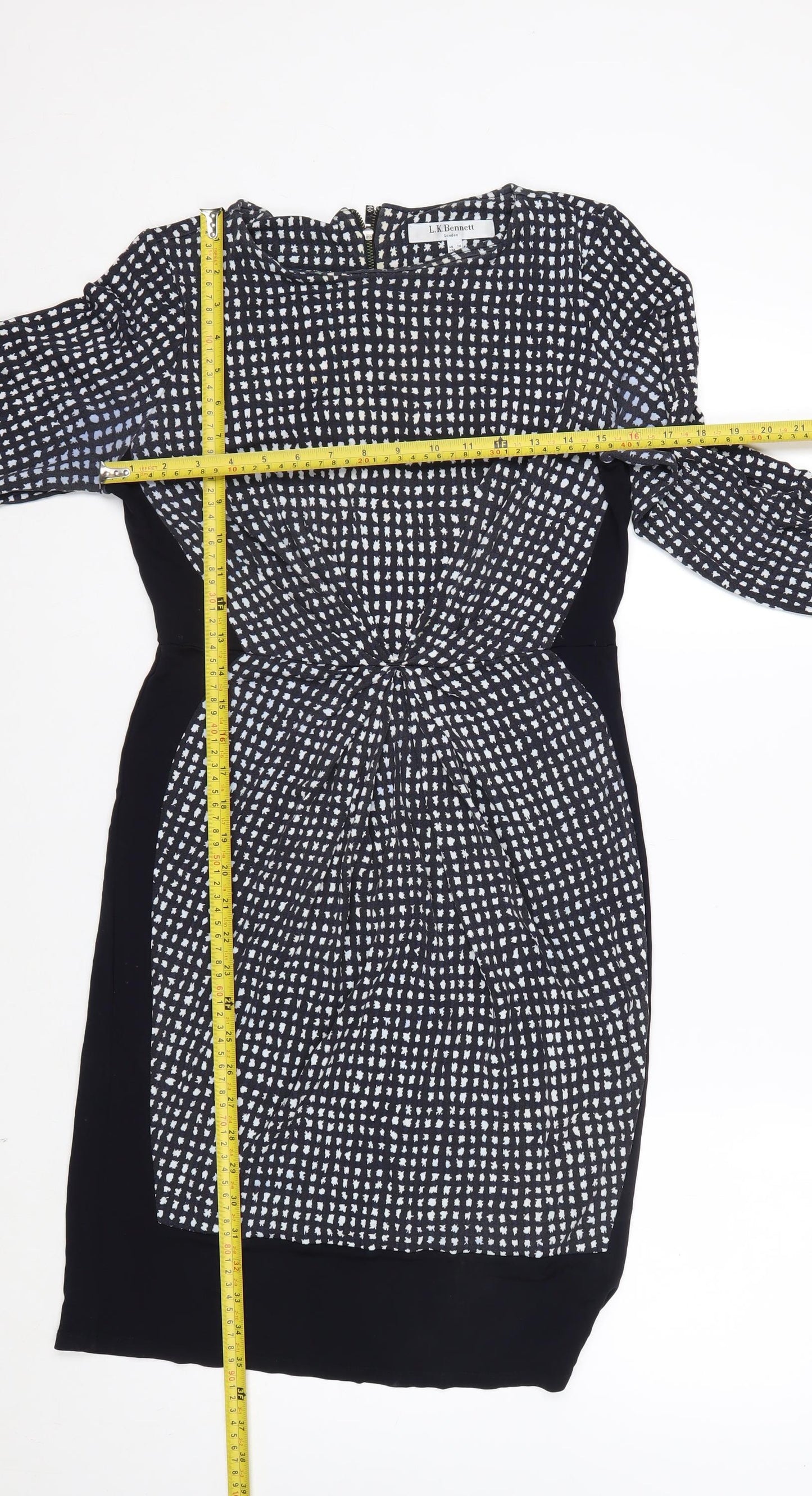 L.K. Bennett Women Black Geometric Sheath Dress Size 10