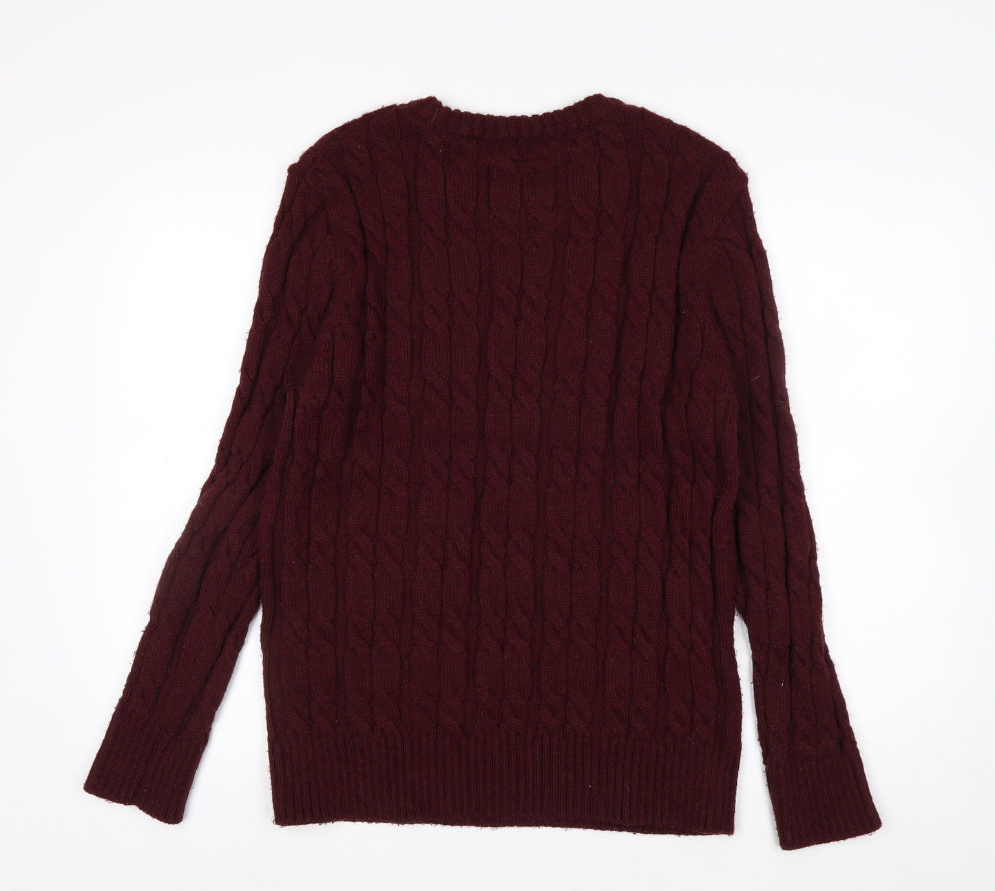 Superdry Men's Red Cable-Knit Crew Neck Jumper 2XL