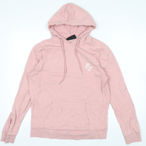Closure London Womens Pink Small Pullover Hoodie Drawstring Cotton