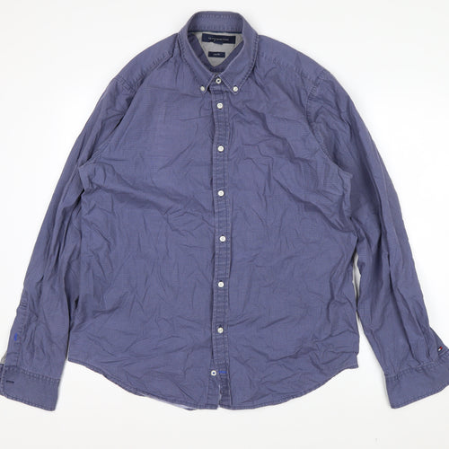 Tommy Hilfiger Men's Blue Check Cotton Button-Down Shirt XL