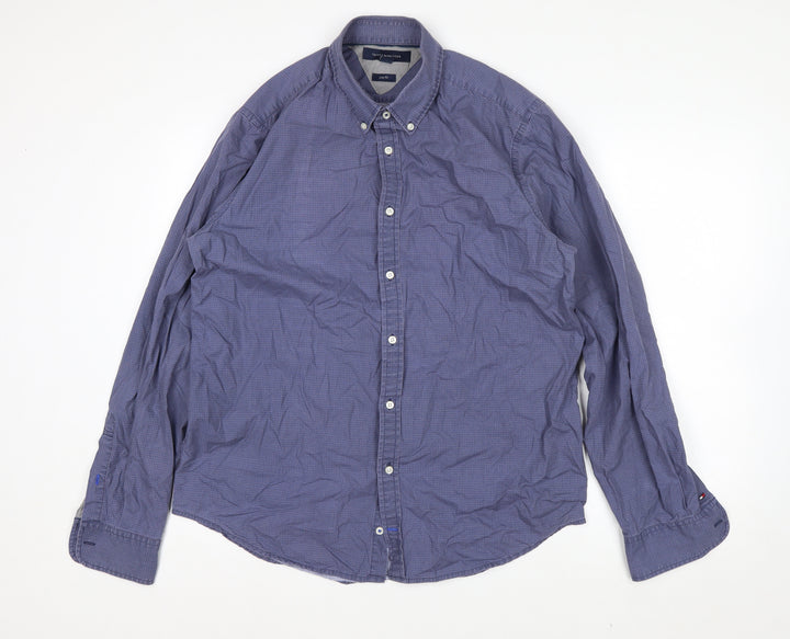 Tommy Hilfiger Men's Blue Check Cotton Button-Down Shirt XL