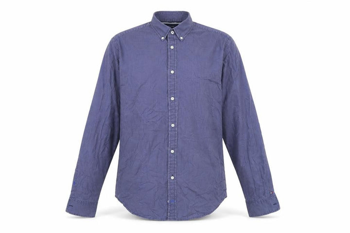 Tommy Hilfiger Men's Blue Check Cotton Button-Down Shirt XL