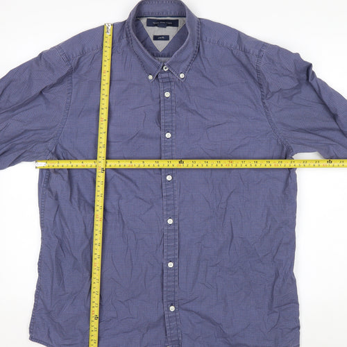 Tommy Hilfiger Men's Blue Check Cotton Button-Down Shirt XL