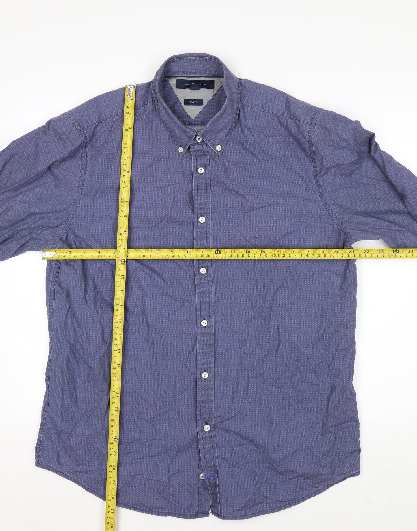 Tommy Hilfiger Men's Blue Check Cotton Button-Down Shirt XL