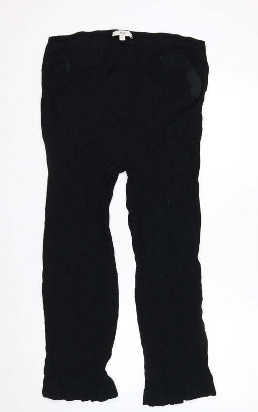 Marks and Spencer Women Black Size 18 Short Elastic Waist Trousers