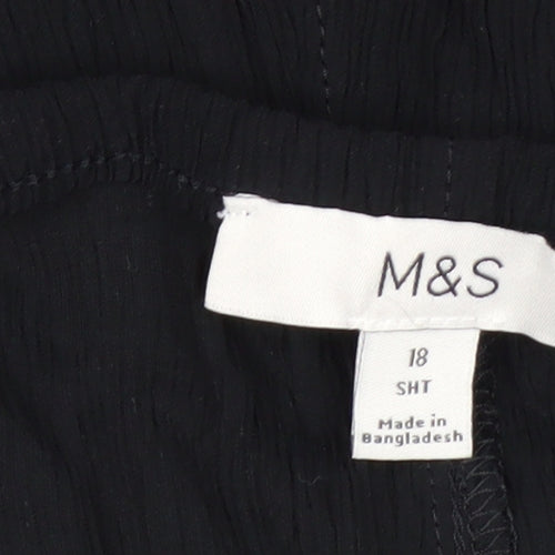 Marks and Spencer Women Black Size 18 Short Elastic Waist Trousers