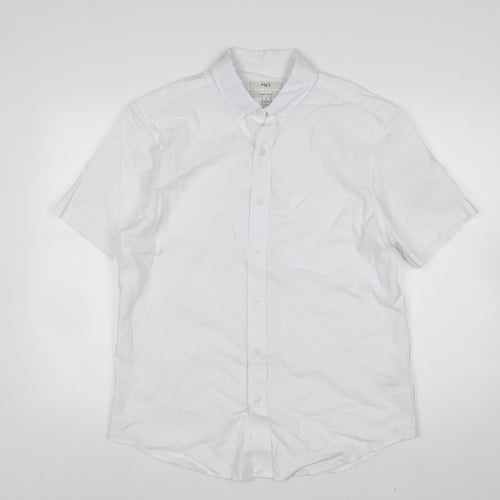 Marks and Spencer Men’s White Linen Blend Short Sleeve Button-Up Shirt M