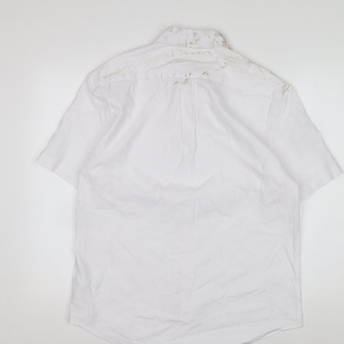 Marks and Spencer Men’s White Linen Blend Short Sleeve Button-Up Shirt M