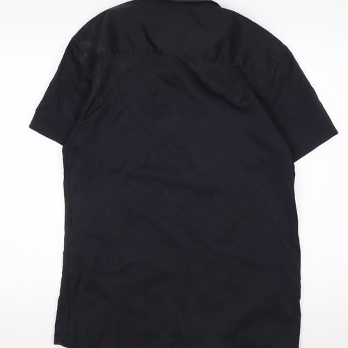 boohooMAN Men's Black XL Short Sleeve Button-Up Casual Shirt