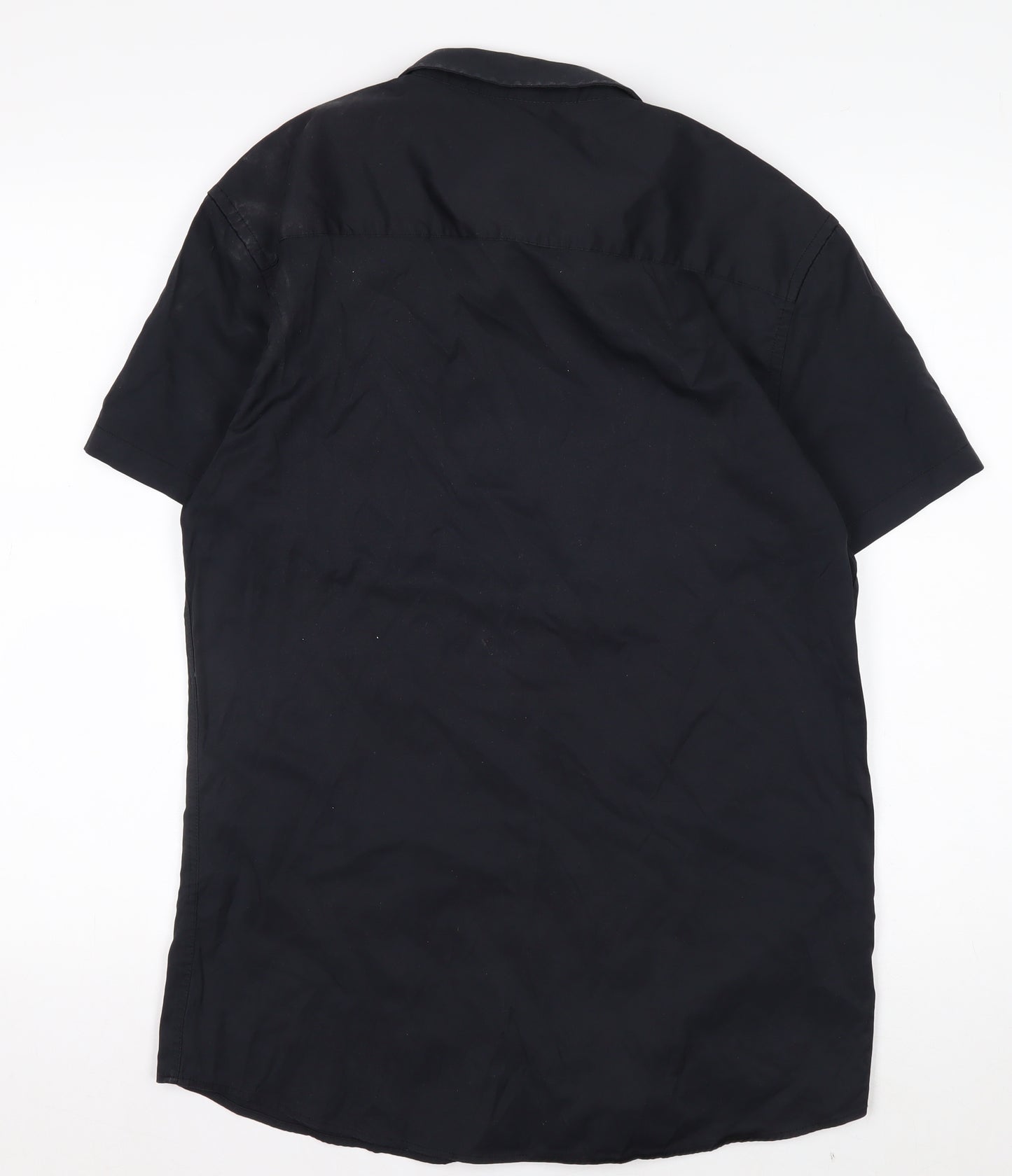 boohooMAN Men's Black XL Short Sleeve Button-Up Casual Shirt