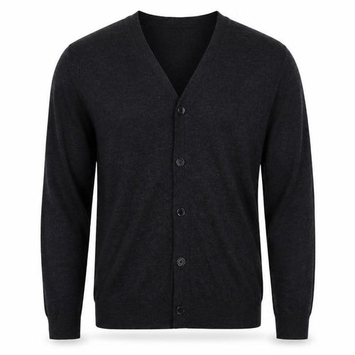 Mango Men Black Wool V-Neck Cardigan L Lightweight Knit