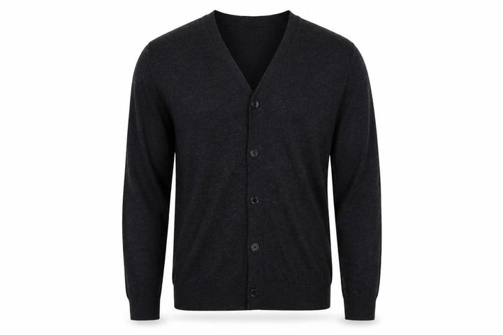 Mango Men Black Wool V-Neck Cardigan L Lightweight Knit