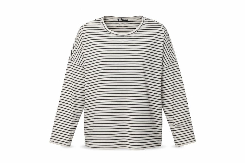 New Look Women’s White Black Striped Crew Neck Long Sleeve T-Shirt Size 12