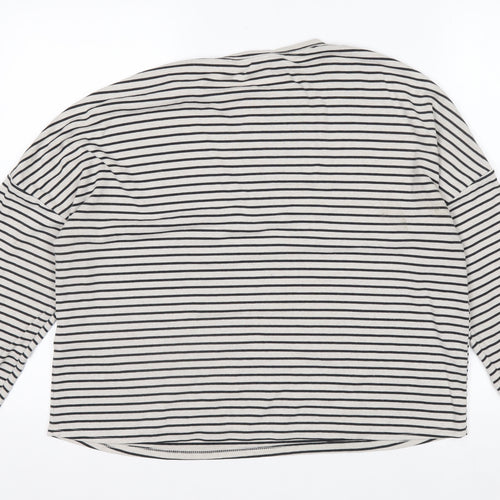 New Look Women’s White Black Striped Crew Neck Long Sleeve T-Shirt Size 12