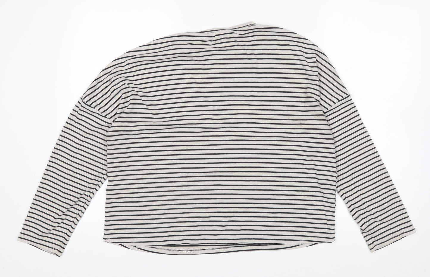 New Look Women’s White Black Striped Crew Neck Long Sleeve T-Shirt Size 12
