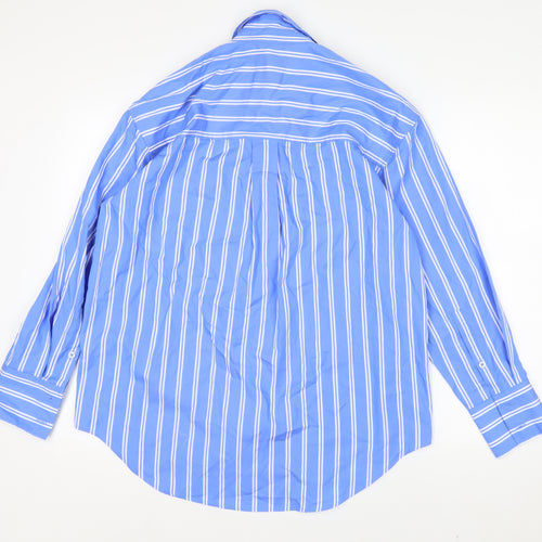 Marks and Spencer Womens Blue Striped Cotton Button-Up Shirt Size 8