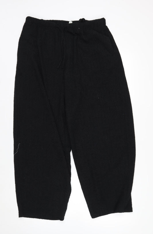 Marks and Spencer Women’s Black Cropped Knit Wide-Leg Trousers Size 12