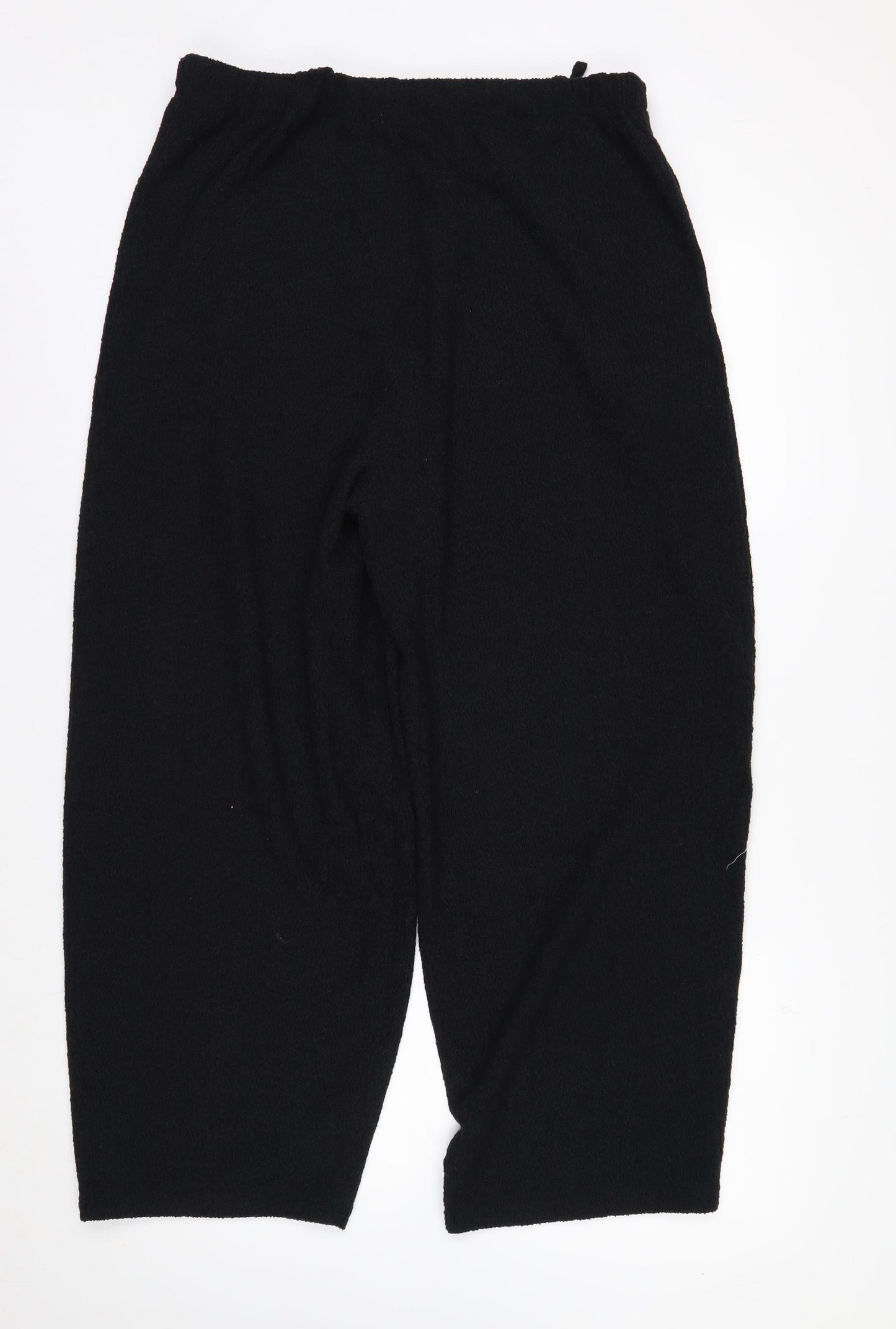 Marks and Spencer Women’s Black Cropped Knit Wide-Leg Trousers Size 12