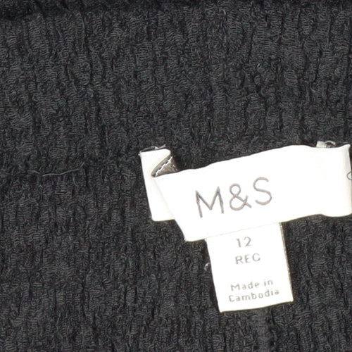 Marks and Spencer Women’s Black Cropped Knit Wide-Leg Trousers Size 12