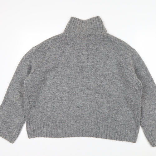 H&M Women Grey Roll Neck Wool Blend Jumper Medium Classic Winter