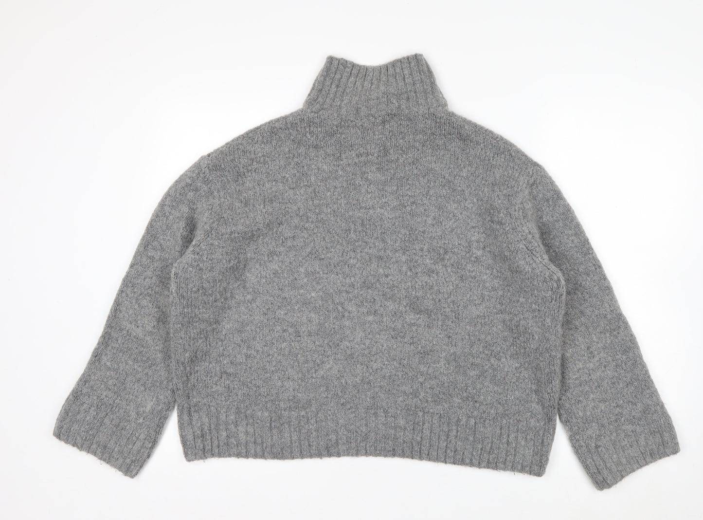 H&M Women Grey Roll Neck Wool Blend Jumper Medium Classic Winter