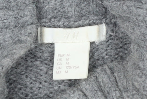 H&M Women Grey Roll Neck Wool Blend Jumper Medium Classic Winter
