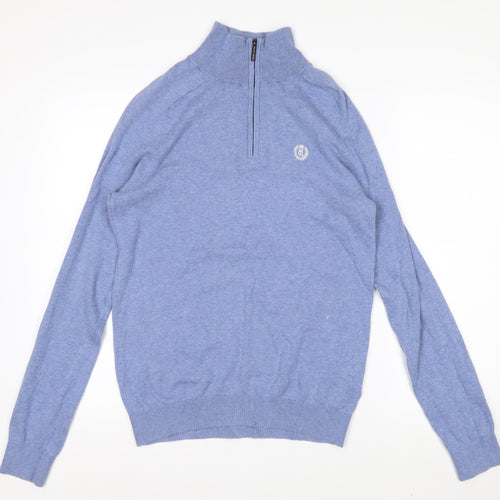 Henri Lloyd Men’s Blue Cotton 1/2 Zip High Neck Jumper Size S