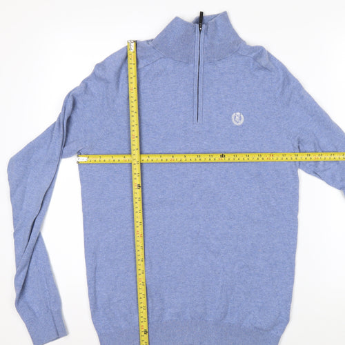 Henri Lloyd Men’s Blue Cotton 1/2 Zip High Neck Jumper Size S