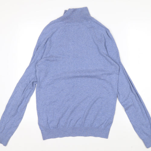 Henri Lloyd Men’s Blue Cotton 1/2 Zip High Neck Jumper Size S