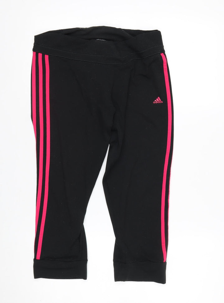 adidas Womens Black Jogger Trousers Size 12-14 Climalite Activewear
